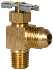 Eaton - 150 Max psi, 3/8 x 1/4" Pipe, Brass, Flare Angled Instrumentation Needle Valve - Flare x MNPT End Connections - Exact Tooling