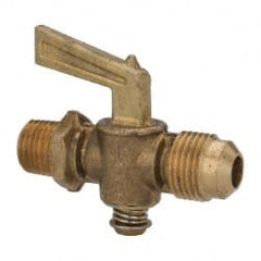 Eaton - 3/8" Tube, Steel Straightway Drain Cock & Shutoff Valve - 1/4 Thread, 30 Max psi - Exact Tooling
