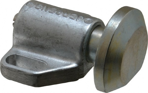 Jergens - 2" Body Width x 1-3/8" Body Len, 1/4" Stroke Len, 1-1/2" Btw Mt Hole Ctrs, Tangless Square Spring Locating Stop - 14 Lb Init End Force, 32 Lb Mid End Force, 14 Lb Final End Force, 1-1/2" Stop Head Width x 1-1/2" Stop Head Height - Exact Tooling