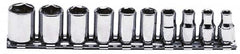 Proto - 10 Piece 1/4" Drive Chrome Finish Socket Set - 6 Points, 3/16" to 9/16" Range, Inch Measurement Standard - Exact Tooling