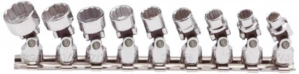 Proto - 9 Piece 1/4" Drive Standard Socket Set - 12 Points, 7/32 to 9/16", Inch Measurement Standard - Exact Tooling