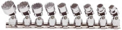 Proto - 9 Piece 1/4" Drive Standard Socket Set - 12 Points, 7/32 to 9/16", Inch Measurement Standard - Exact Tooling