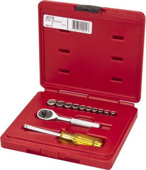 Proto - 12 Piece 1/4" Drive Chrome Finish Socket Set - 12 Points, 3/16" to 9/16" Range, Inch Measurement Standard - Exact Tooling