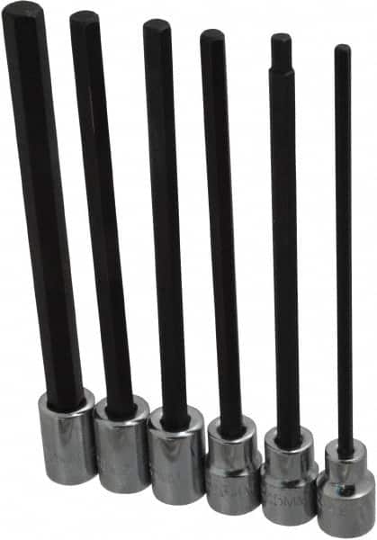 Proto - 6 Piece 3/8" Drive Metric Hex Bit Socket Set - 4 to 10mm Hex - Exact Tooling