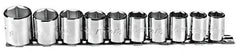 Proto - 10 Piece 3/8" Drive Chrome Finish Socket Set - 6 Points, 5/16" to 7/8" Range, Inch Measurement Standard - Exact Tooling