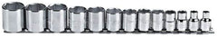 Proto - 13 Piece 3/8" Drive Chrome Finish Socket Set - 6 Points, 1/4" to 1" Range, Inch Measurement Standard - Exact Tooling