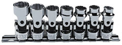 Proto - 7 Piece 3/8" Drive Standard Socket Set - 12 Points, 9 to 15mm, Metric Measurement Standard - Exact Tooling