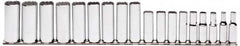 Proto - 18 Piece 3/8" Drive Chrome Finish Deep Well Socket Set - 12 Points, 6mm to 23mm Range, Metric Measurement Standard - Exact Tooling