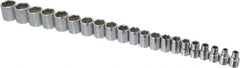 Proto - 21 Piece 3/8" Drive Chrome Finish Socket Set - 6 Points, 6mm to 26mm Range, Metric Measurement Standard - Exact Tooling