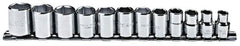 Proto - 12 Piece 3/8" Drive Chrome Finish Socket Set - 6 Points, 8mm to 19mm Range, Metric Measurement Standard - Exact Tooling