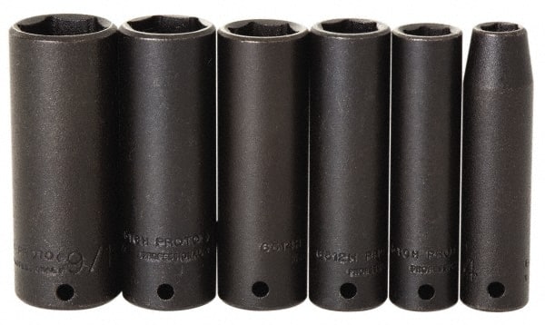 Proto - 7 Piece 1/4" Drive Impact Socket Set - 7mm to 13mm Range, Metric Measurement Standard - Exact Tooling