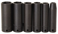 Proto - 7 Piece 1/4" Drive Impact Socket Set - 7mm to 13mm Range, Metric Measurement Standard - Exact Tooling