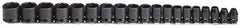 Proto - 19 Piece 3/8" Drive Black Finish Impact Socket Set - 6 Points, 6mm to 24mm Range, Metric Measurement Standard - Exact Tooling