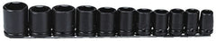Proto - 11 Piece 1/2" Drive Black Finish Impact Socket Set - 6 Points, 1/2" to 1-1/8" Range, Inch Measurement Standard - Exact Tooling