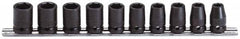 Proto - 10 Piece 1/2" Drive Impact Socket Set - 6 Points, 10 to 19mm, Metric Measurement Standard - Exact Tooling
