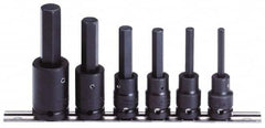 Proto - 6 Piece 1/2" Drive Metric Impact Hex Bit Socket Set - 6 to 17mm Hex - Exact Tooling