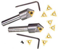 Everede Tool - 130° Included Angle, 0.896" Max Cut Diam, 1" Body Diam, 1/2" Shank Diam, 2-1/2" OAL, Indexable Countersink - 1 Triangle Insert, TPGH 215 Insert Style, Series IND - Exact Tooling