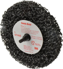 3M - 4" Very Coarse Grade Silicon Carbide Deburring Disc - 1/2" Center Hole, Quick Change Connection, Black, 8,000 Max RPM - Exact Tooling