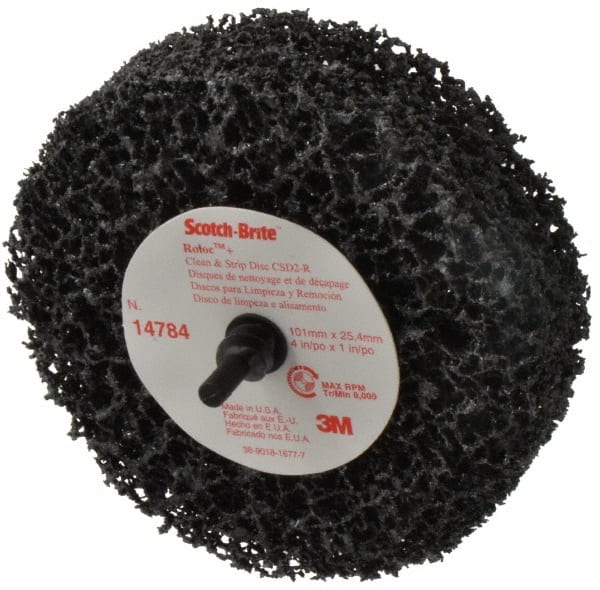 3M - 4" Very Coarse Grade Silicon Carbide Deburring Disc - 1" Center Hole, Arbor Connection, Black, 8,000 Max RPM - Exact Tooling