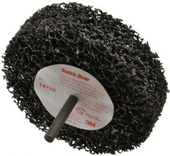 3M - 4" Very Coarse Grade Silicon Carbide Deburring Disc - 1/4" Shank Diam, 1" Center Hole, Shank Connection, Black, 8,000 Max RPM - Exact Tooling