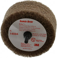 3M - 3" Medium Grade Aluminum Oxide Deburring Disc - 1/4" Shank Diam, Shank Connection, Tan, 8,500 Max RPM - Exact Tooling