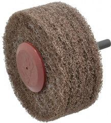 3M - 3" Medium Grade Aluminum Oxide Deburring Disc - 1/4" Shank Diam, Shank Connection, Tan, 10,000 Max RPM - Exact Tooling