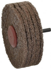3M - 4" Medium Grade Aluminum Oxide Deburring Disc - 1/4" Shank Diam, Shank Connection, Tan, 8,000 Max RPM - Exact Tooling