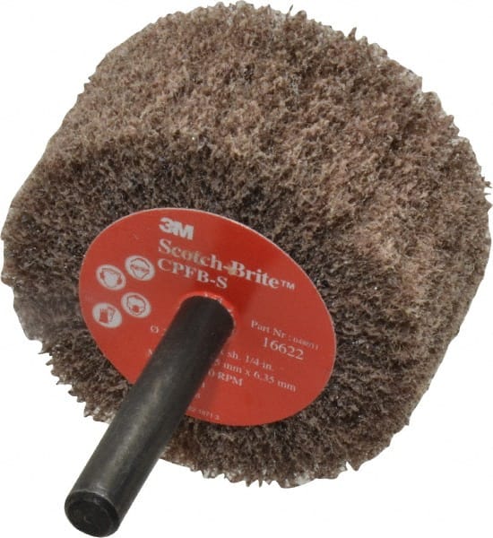 3M - 2" Diam x 1" Face Width, Medium Aluminum Oxide Nonwoven Mounted Flap Wheel - 1/4" Shank Mount, 12,000 Max RPM - Exact Tooling