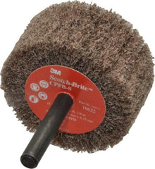 3M - 2" Diam x 1" Face Width, Medium Aluminum Oxide Nonwoven Mounted Flap Wheel - 1/4" Shank Mount, 12,000 Max RPM - Exact Tooling