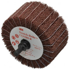 3M - 2-1/2" Diam x 1-1/4" Face Width, Fine Aluminum Oxide Nonwoven & Coated Mounted Flap Wheel - Roloc Mount, 120 Grit, X Weighted Backing, 7,000 Max RPM - Exact Tooling