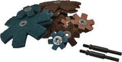 3M - 18 Piece Aluminum Oxide Sanding Star Kit - 25,100 Max RPM, Includes 2, 3, 4 & 4-1/2" Diam Coarse & Fine Sanding Stars, with Mandrel - Exact Tooling