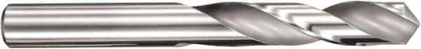 SGS - 4.1mm 145° Spiral Flute Solid Carbide Screw Machine Drill Bit - Bright Finish, Right Hand Cut, 22mm Flute Length, 55mm OAL, Four Facet Point, Straight Shank - Exact Tooling