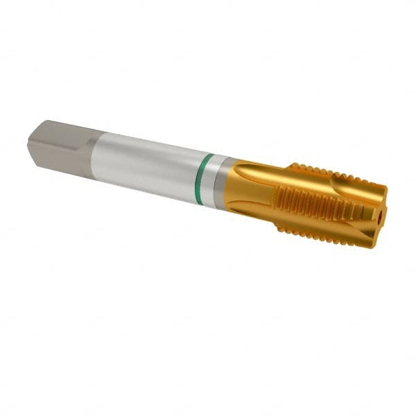 Guhring - 3/4-16 UNF, 4 Flute, TiN Finish, Cobalt Spiral Point Tap - Plug Chamfer, Right Hand Thread, 4-1/4" OAL, 0.59" Shank Diam, 2B Class of Fit, Series 3917 - Exact Tooling