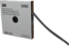 3M - 1" x 50 Yd 120 Grit Aluminum Oxide Cloth Roll - Fine Grade, J Weighted Backing - Exact Tooling