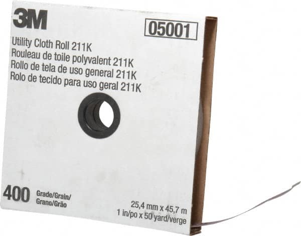 3M - 1" x 50 Yd 400 Grit Aluminum Oxide Cloth Roll - Super Fine Grade, J Weighted Backing - Exact Tooling