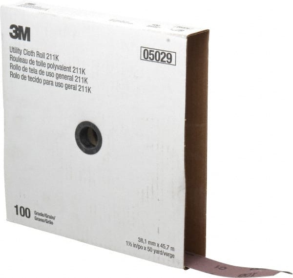 3M - 1-1/2" x 50 Yd 100 Grit Aluminum Oxide Cloth Roll - Fine Grade, J Weighted Backing - Exact Tooling