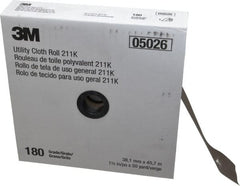 3M - 1-1/2" x 50 Yd 180 Grit Aluminum Oxide Cloth Roll - Very Fine Grade, J Weighted Backing - Exact Tooling