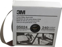 3M - 1-1/2" x 50 Yd 240 Grit Aluminum Oxide Cloth Roll - Very Fine Grade, J Weighted Backing - Exact Tooling
