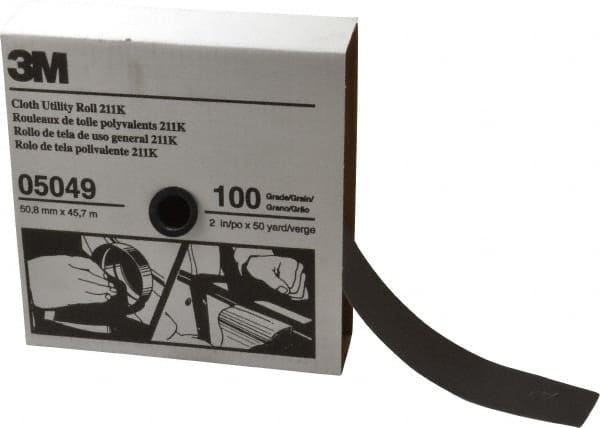 3M - 2" x 50 Yd 100 Grit Aluminum Oxide Cloth Roll - Fine Grade, J Weighted Backing - Exact Tooling
