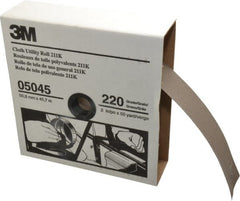 3M - 2" x 50 Yd 220 Grit Aluminum Oxide Cloth Roll - Very Fine Grade, J Weighted Backing - Exact Tooling