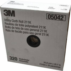 3M - 2" x 50 Yd 320 Grit Aluminum Oxide Cloth Roll - Extra Fine Grade, J Weighted Backing - Exact Tooling