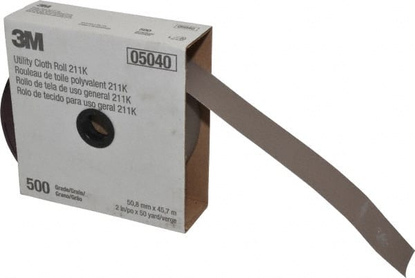 3M - 2" x 50 Yd 500 Grit Aluminum Oxide Cloth Roll - Super Fine Grade, J Weighted Backing - Exact Tooling