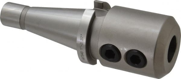 Accupro - NMTB40 Taper Shank 1" Hole End Mill Holder/Adapter - 2-3/8" Nose Diam, 85.59mm Projection, 5/8-11 Drawbar, Through-Spindle Coolant - Exact Tooling