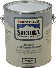 Rust-Oleum - 1 Gal Semi Gloss Black Acrylic Enamel - 180 to 545 Sq Ft/Gal Coverage, <0 g/L VOC Content, Direct to Metal - Exact Tooling