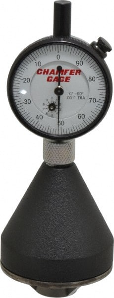 SPI - 1 to 2", 0 to 90° Included Angle, Internal Chamfer Gage - White Hardened Tool Steel (Plunger), 3 Blade & Conical Plunger, 0.001" Accuracy, 0.001" Graduation - Exact Tooling