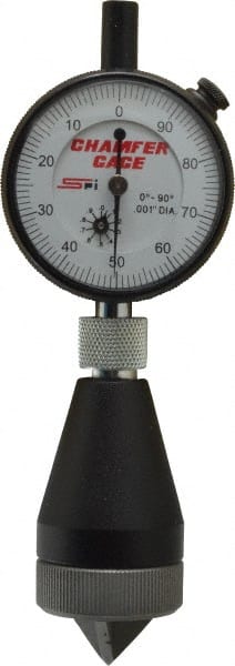 SPI - 0 to 1", 0 to 90° Included Angle, Internal Chamfer Gage - White Hardened Tool Steel (Plunger), 3 Blade & Conical Plunger, 0.001" Accuracy, 0.001" Graduation - Exact Tooling