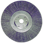 7" - Diameter Medium Face Bench Grinder Wheel; .014" Crimped Steel Wire Fill; 5/8" Arbor Hole; Retail Pack - Exact Tooling