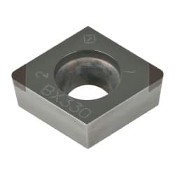 Tungaloy - 2QP-CCMW32.52 Grade BX330 PCBN Turning Insert - Uncoated, 80° Diamond, 3/8" Inscr Circle, 5/32" Thick, 1/32" Corner Radius - Exact Tooling