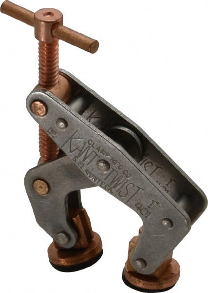 Kant Twist - 350 Lb, 7/8" Max Opening, 1/2" Open Throat Depth, 1/2" Closed Throat Depth, Cantilever Clamp - High Tensile Steel Jaw, T-Handle, 2-1/8" OAL, 1-3/4" Max Width - Exact Tooling