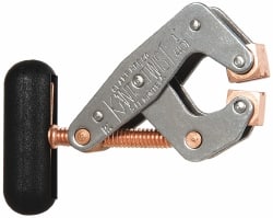 Made in USA - 350 Lb, 1" Max Opening, 3/8" Open Throat Depth, Cantilever Clamp - High Tensile Steel Jaw, T-Handle - Exact Tooling